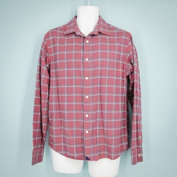 Untuckit Size Medium M Washed Red Barnwood Plaid Flannel Slim Fit Button Shirt - Picture 1 of 6